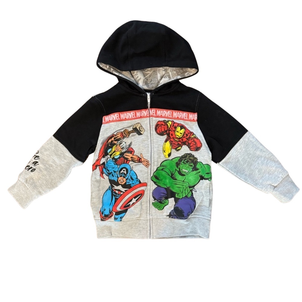 Marvel Kids Avengers Hoodie - Black and Gray size 5 excellent condition like new